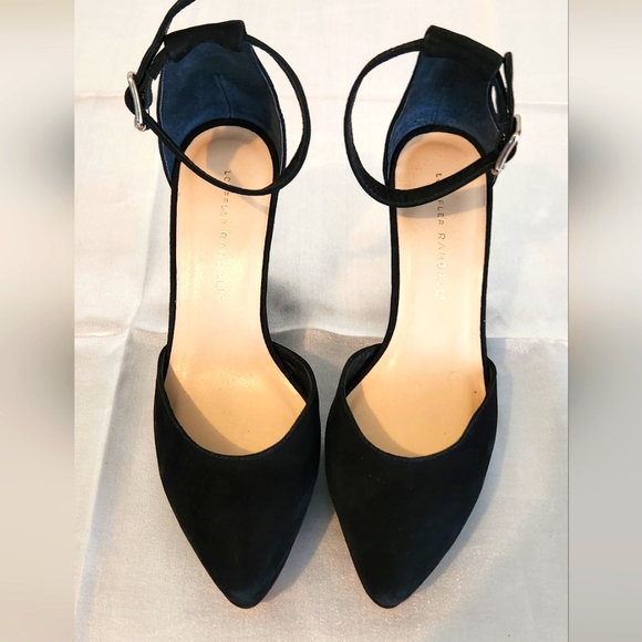 RANDALL LEOFFLER Shoes - Like new !!RANDALL LEOFFLER Is black Suede Wedge Heeled sandals size 7